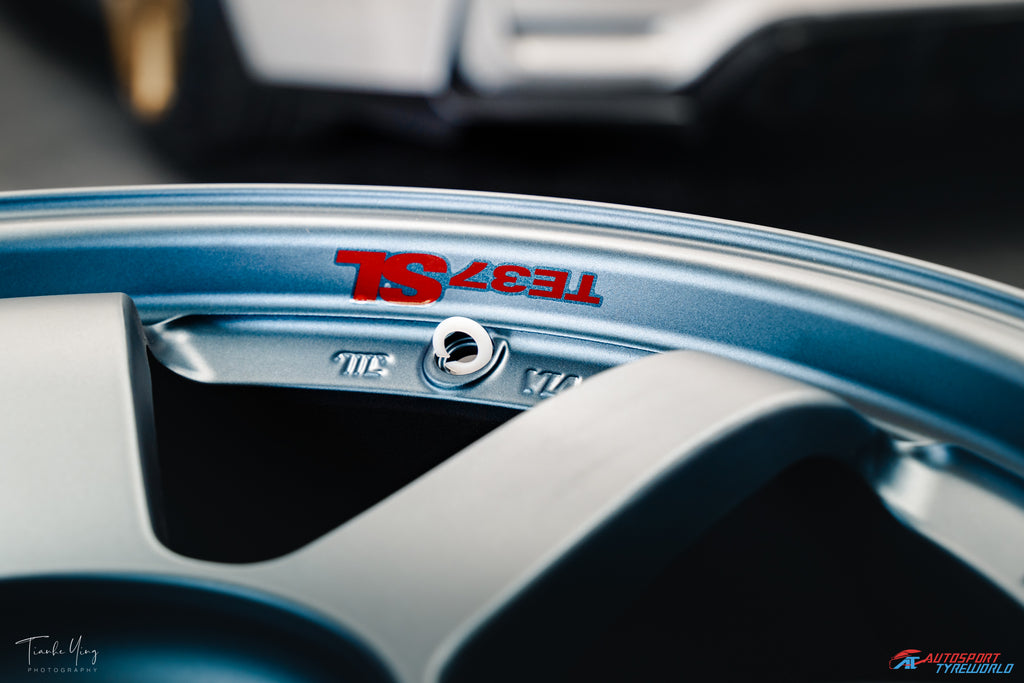 Rays TE37SL 18X9.5, +22, 5X114.3, Matte Blue Gunmetal