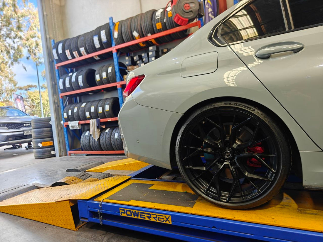 BMW 3 Series G20 Sedan on Alignment Rack with Michelin PS4S