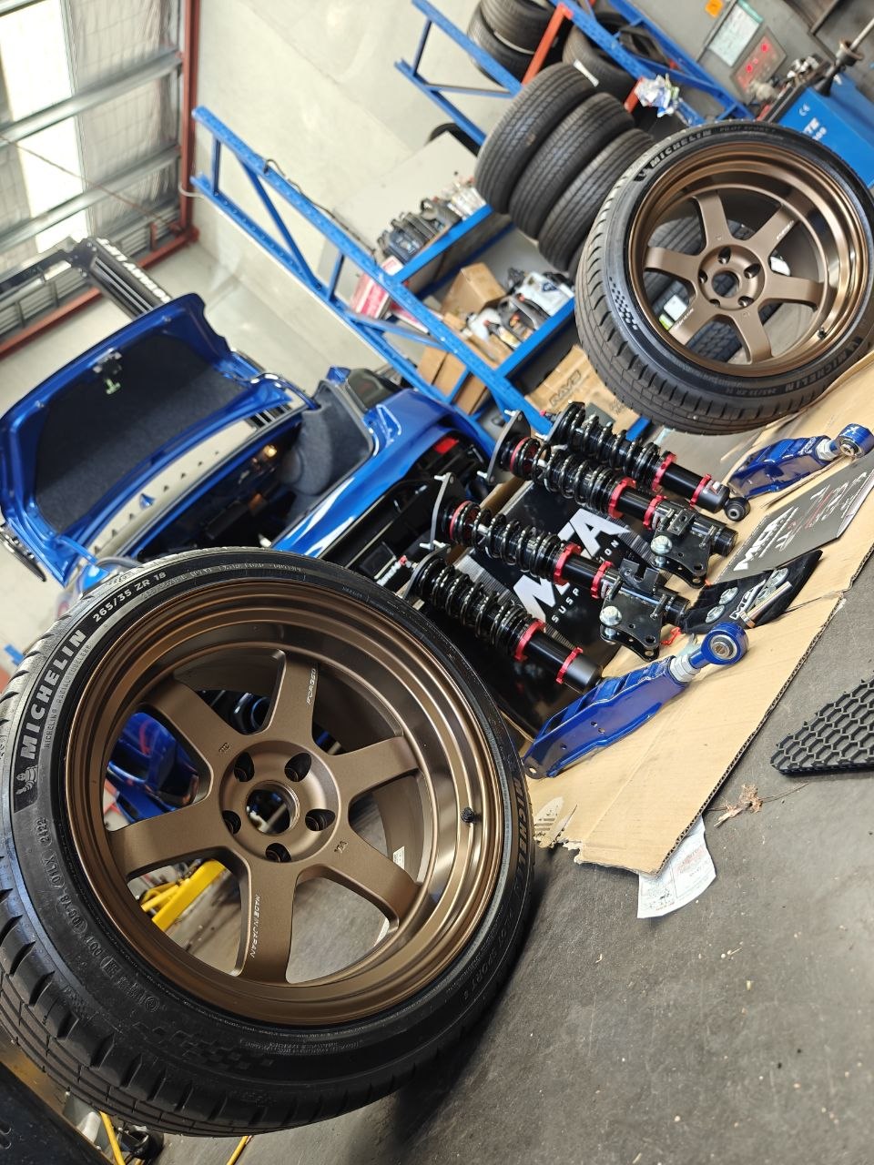 265/35R18 Tyres for Subaru WRX TE37V MCA Red Adelaide
