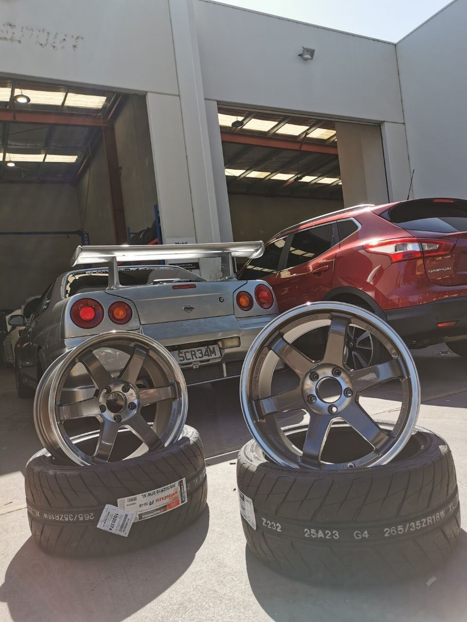 R34 GT-R 265/35R18 Tyre and TE37SL PG Clearance Check