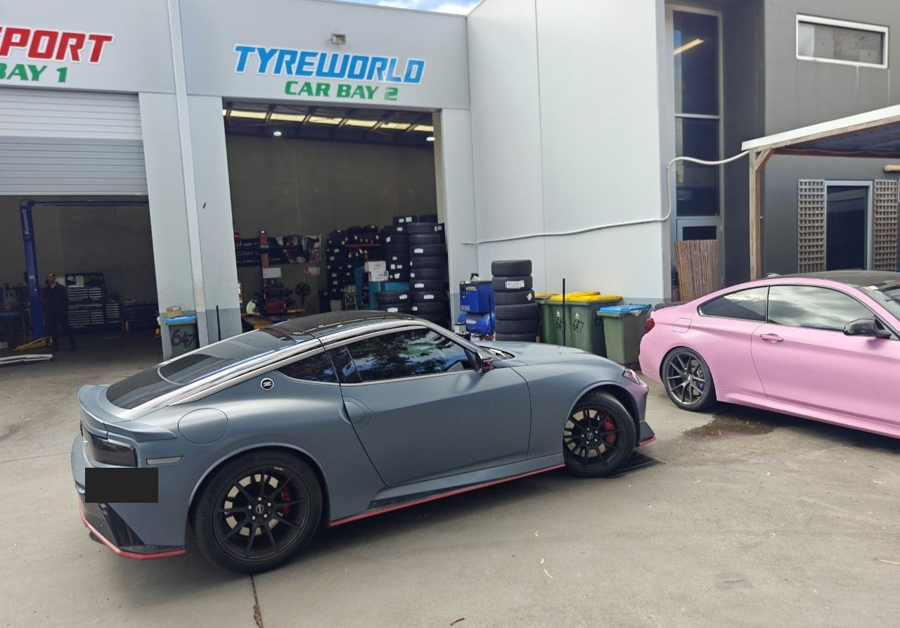 Nissan Z Nismo 400Z at Autosport Tyre World Magill workshop with Continental MC7 tyres