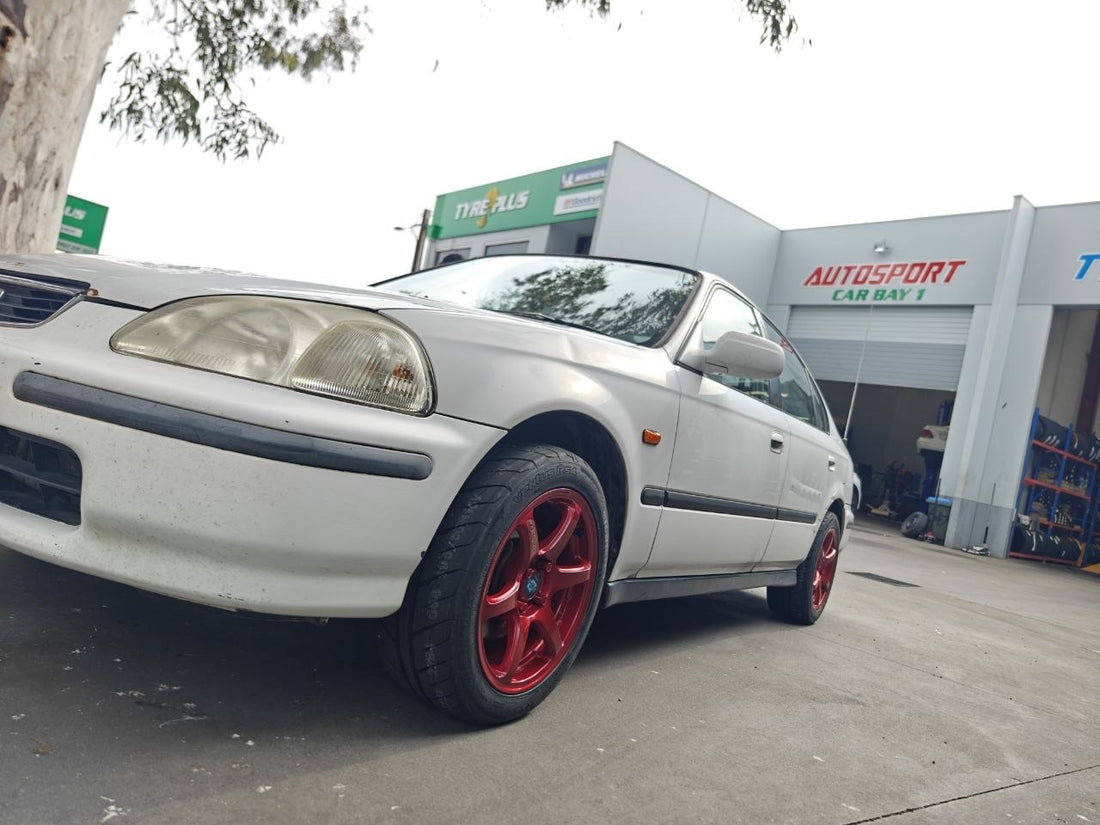 Honda Civic EK Sedan Four-Wheel Alignment After Lenso RS4 Fitment