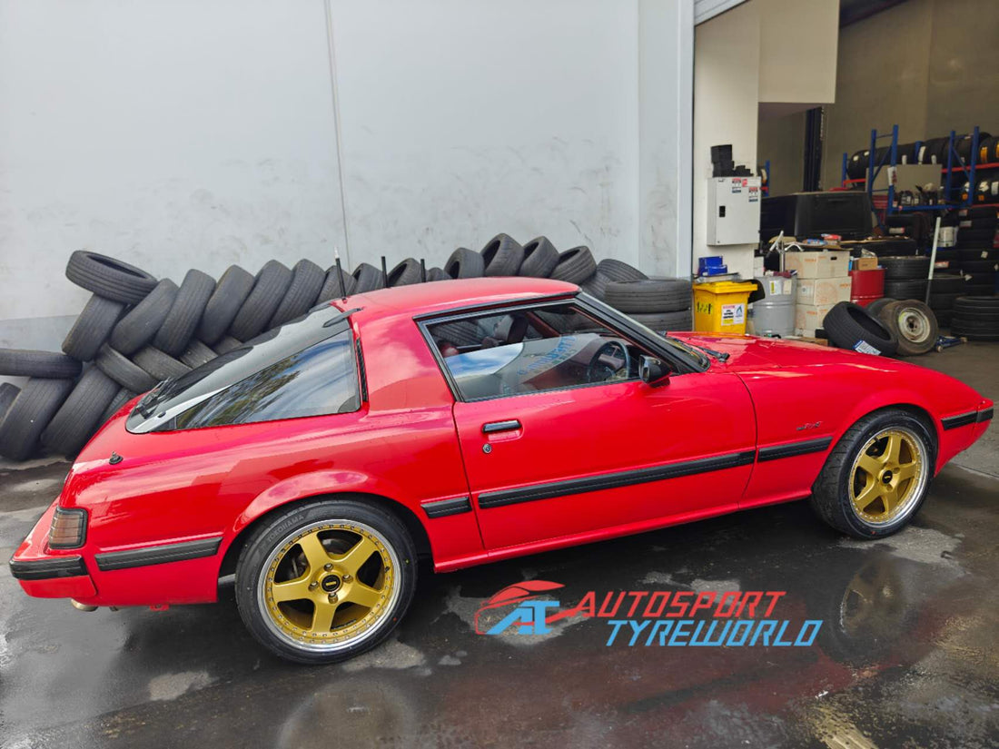 Mazda RX-7 SA22C Upgrade – Classic Rotary with Modern AD09 Tyres and Alignment