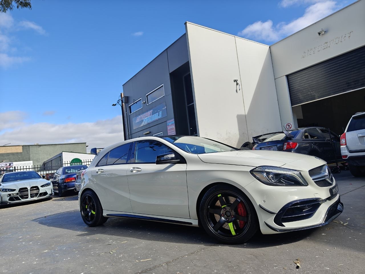 Mercedes A45 Four-Wheel Alignment After TE37SAGA SL and MC7