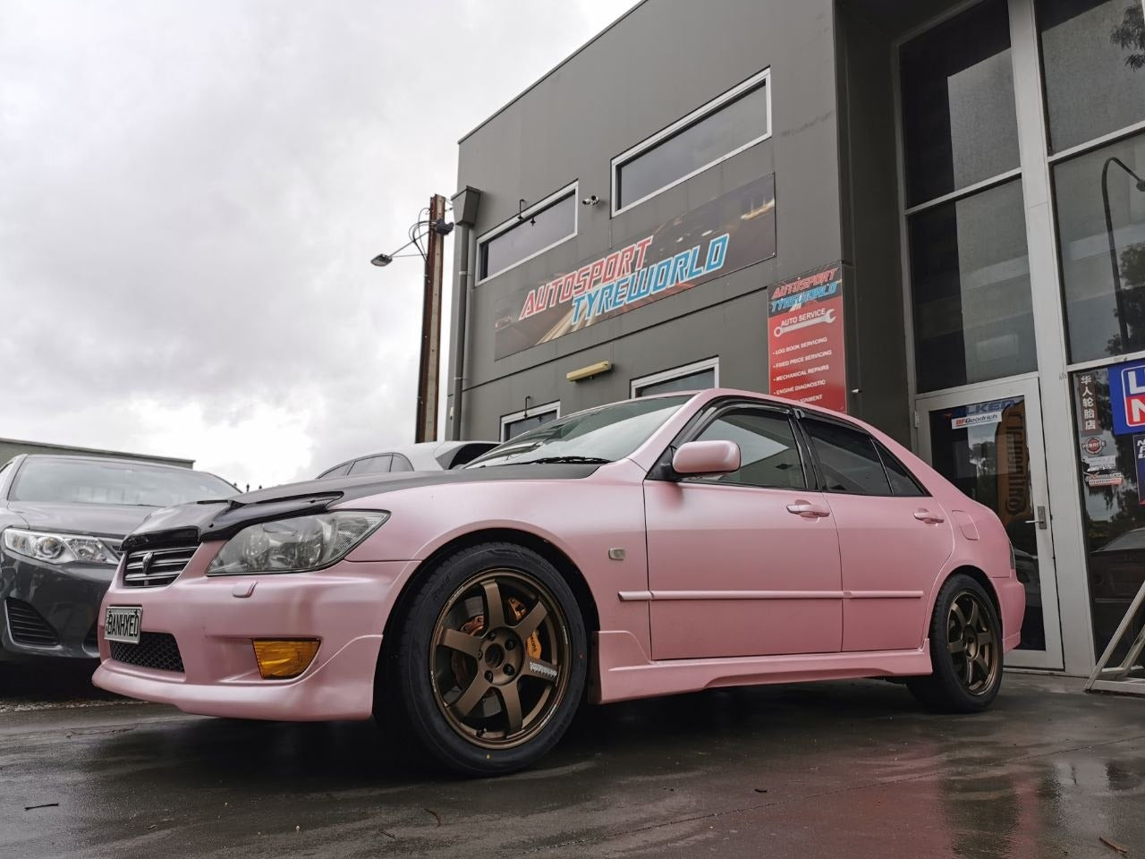Lexus IS200 Coilover and TE37SAGA Setup on Alignment Rack