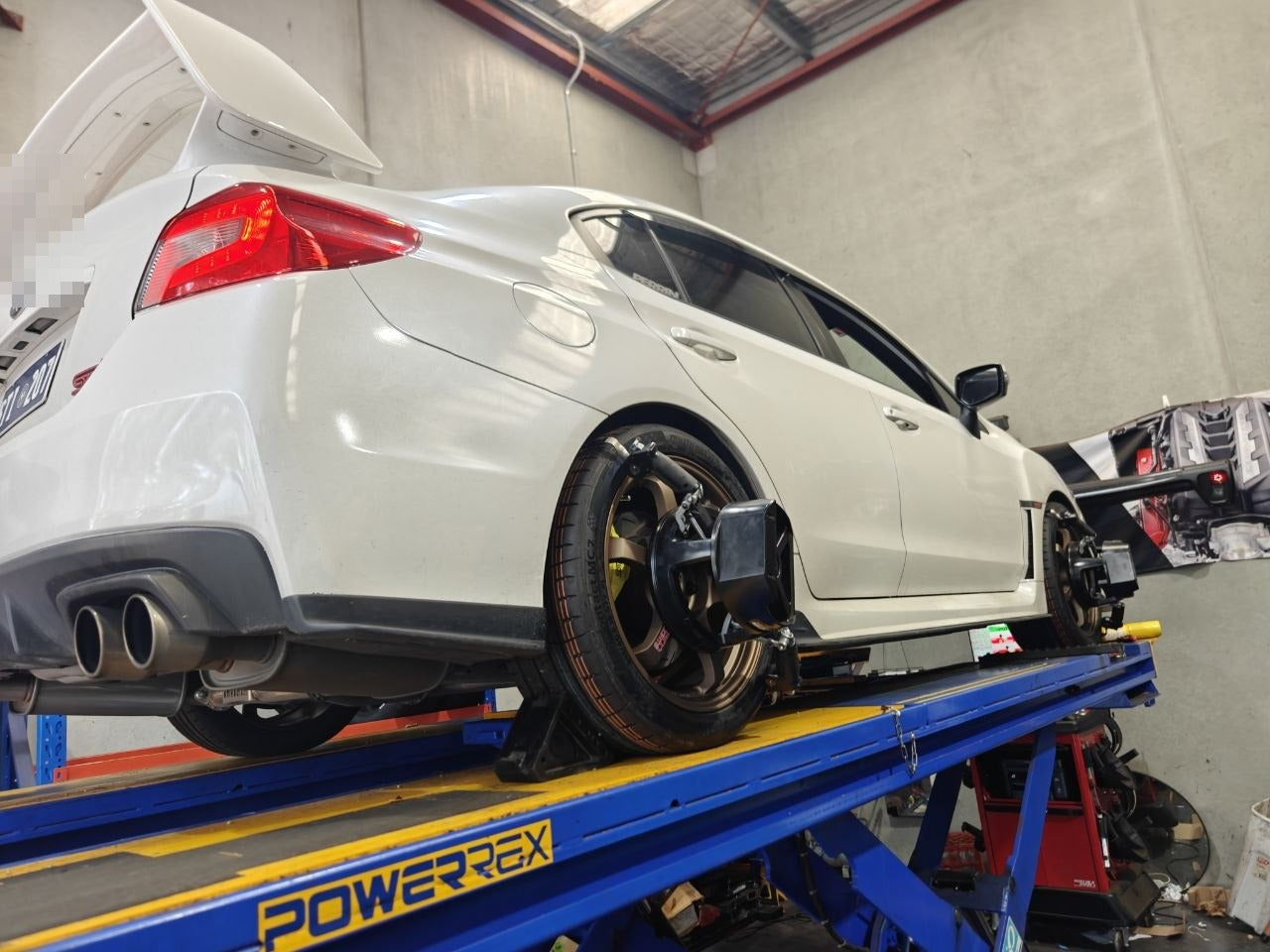 Subaru STI Alignment Machine Setup After Continental MC7 Tyres