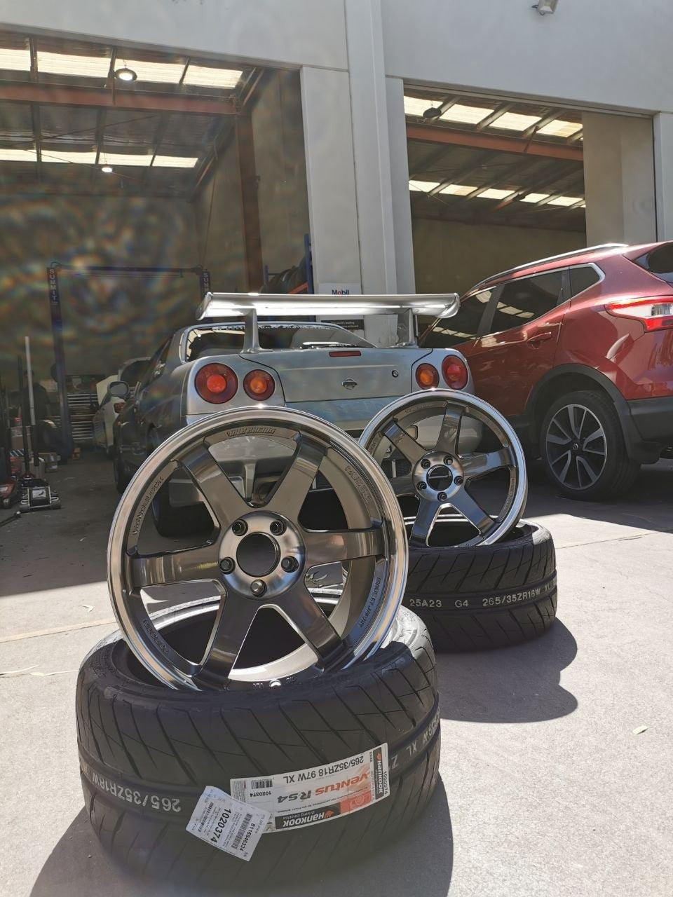 R34 GT-R RAYS TE37SL PG and Hankook RS4 Final Fitment Adelaide