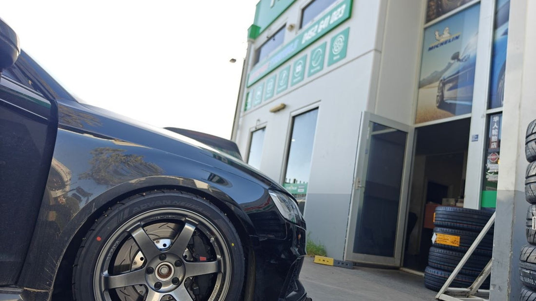 Audi RS3 Yokohama ADVAN AD09 255/35R18 tyres with RAYS TE37SL wheels Adelaide