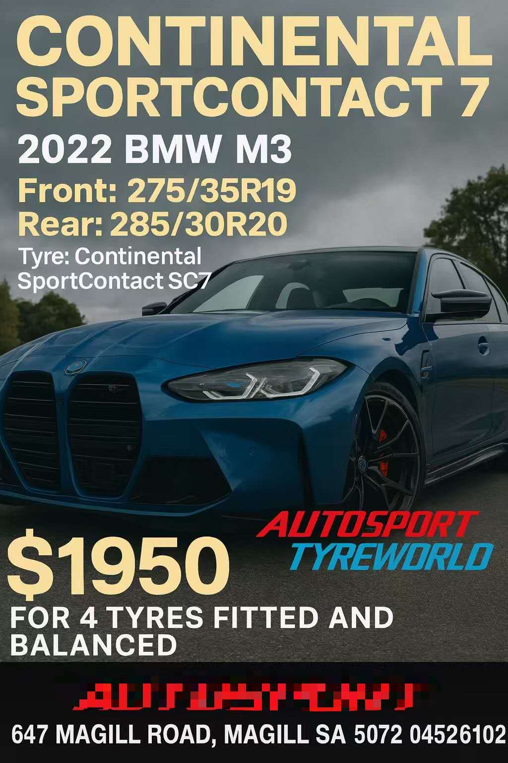 BMW M3 Continental SC7 Tyres Special G80/G81 in Adelaide, Product SEO Fitment and Buyer Guide