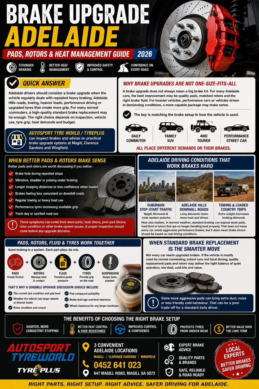 Brake Upgrade Adelaide: Pads, Rotors and Heat Management Guide 2026