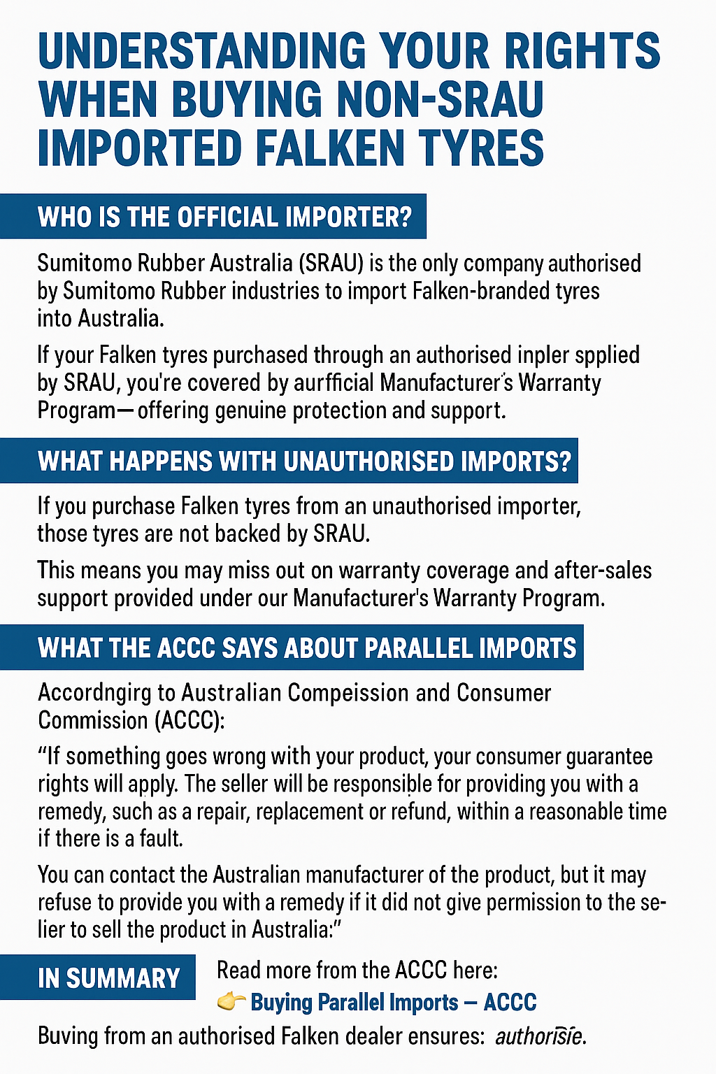 Understanding Your Rights When Buying Non-SRAU Imported Falken Tyres