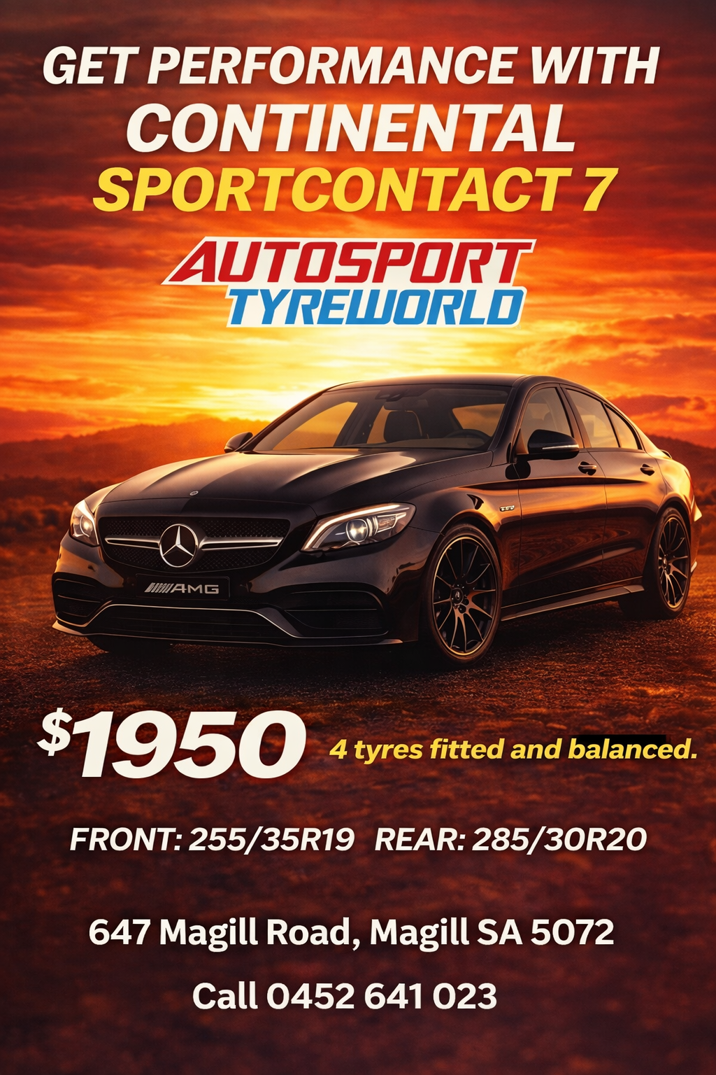 Mercedes AMG C63S Continental SC7 Tyres Special in Adelaide, Product SEO Fitment and Buyer Guide