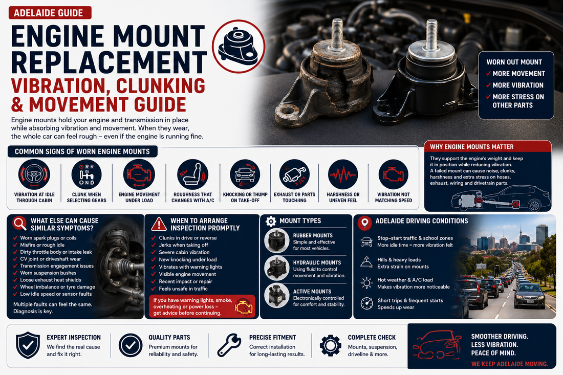 Engine Mount Replacement Adelaide: Vibration, Clunking and Movement Guide