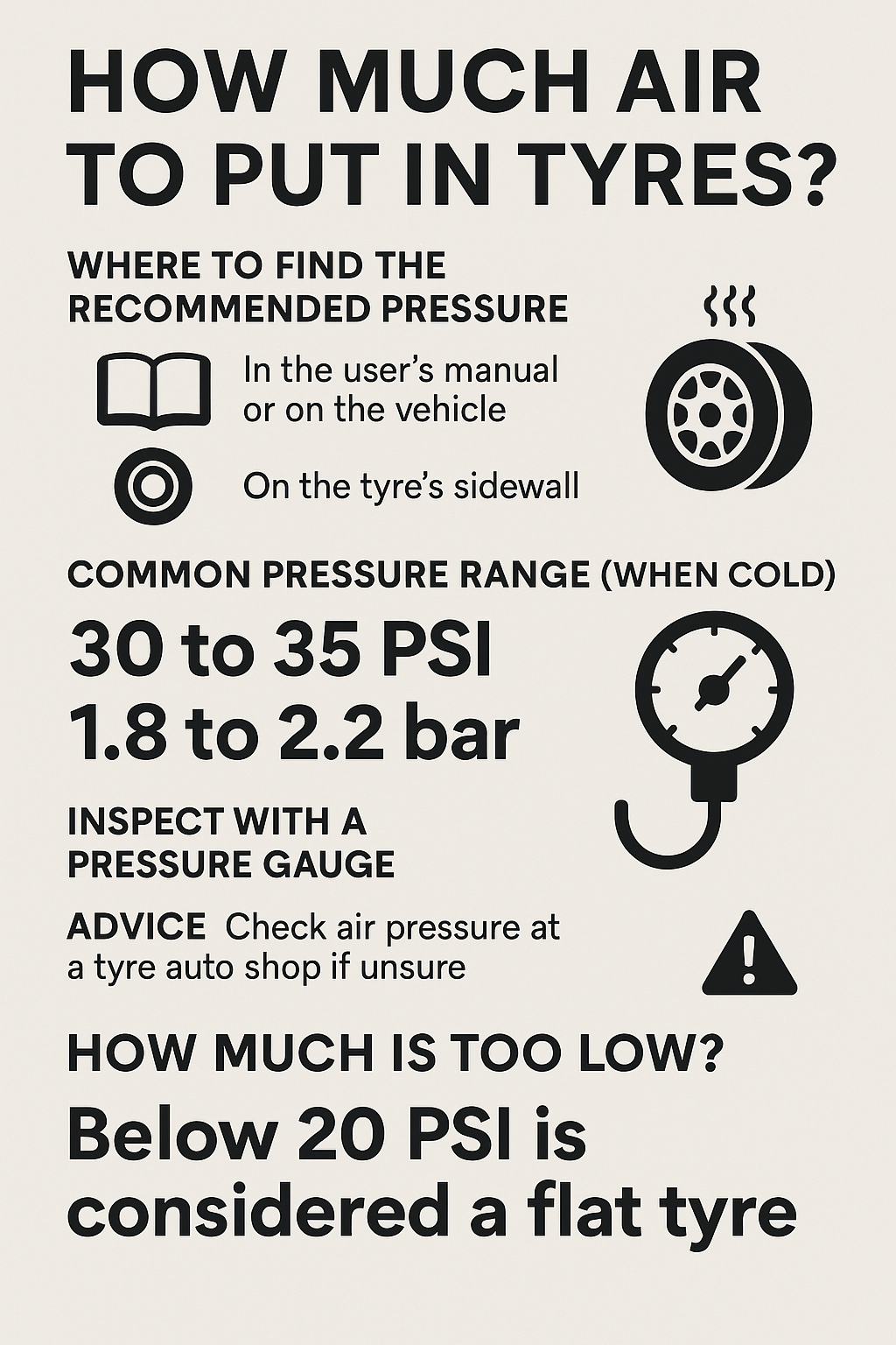How much Air to put in Tyres?
