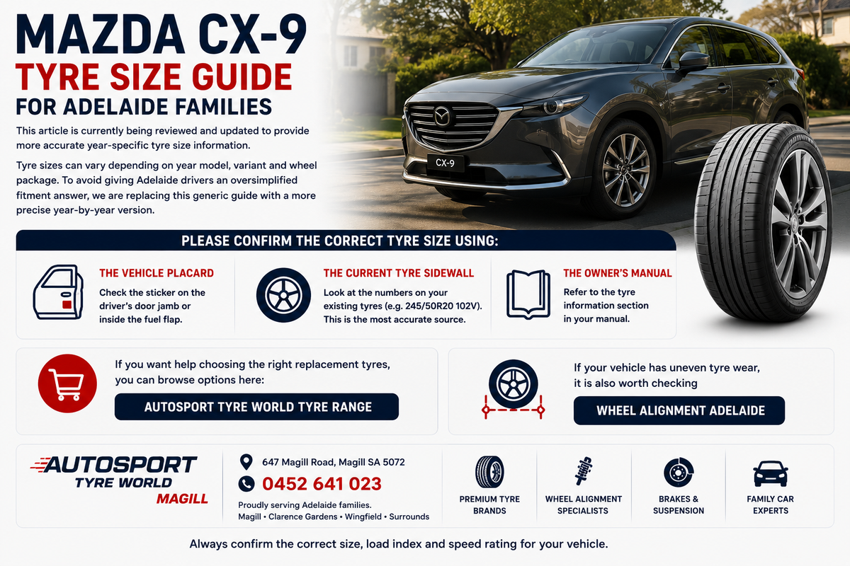 Mazda CX-9 Tyre Size Guide for Adelaide Families (Reviewing for Year-Specific Accuracy)