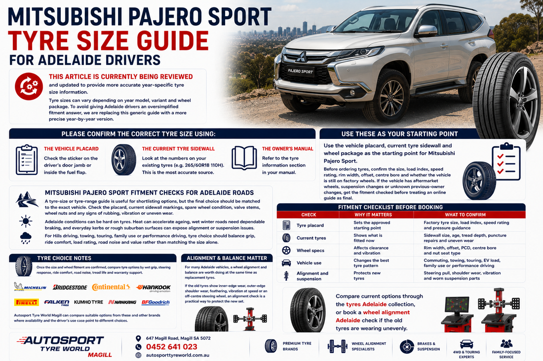 Mitsubishi Pajero Sport Tyre Size Guide for Adelaide Drivers (Reviewing for Year-Specific Accuracy)