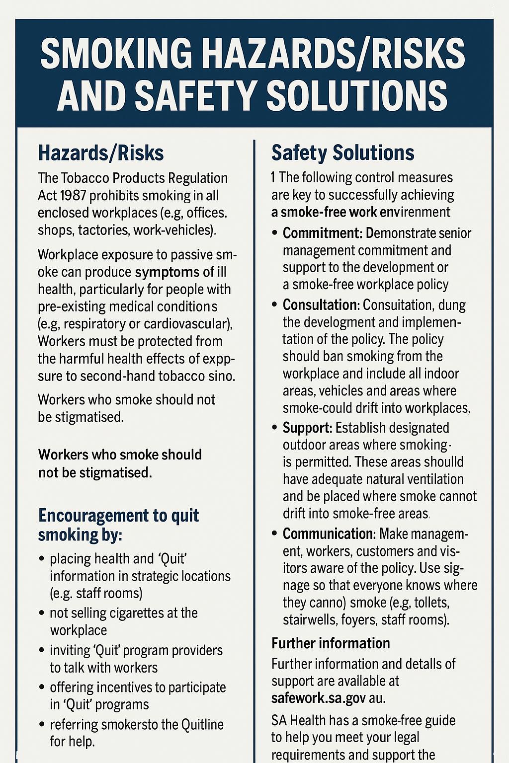 Smoking Hazards/Risks and Safety Solutions