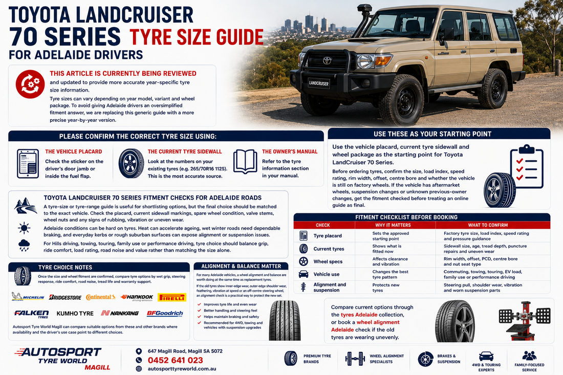 Toyota LandCruiser 70 Series Tyre Size Guide for Adelaide Drivers (Reviewing for Year-Specific Accuracy)