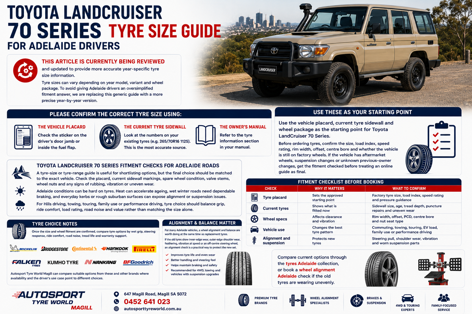 Toyota LandCruiser 70 Series Tyre Size Guide for Adelaide Drivers (Reviewing for Year-Specific Accuracy)