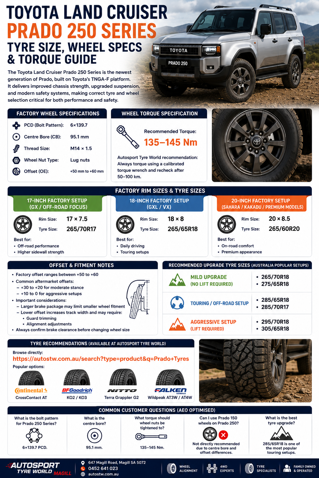 Toyota Land Cruiser Prado 250 Series Tyre Size & Wheel Specs Guide (2024–Present)