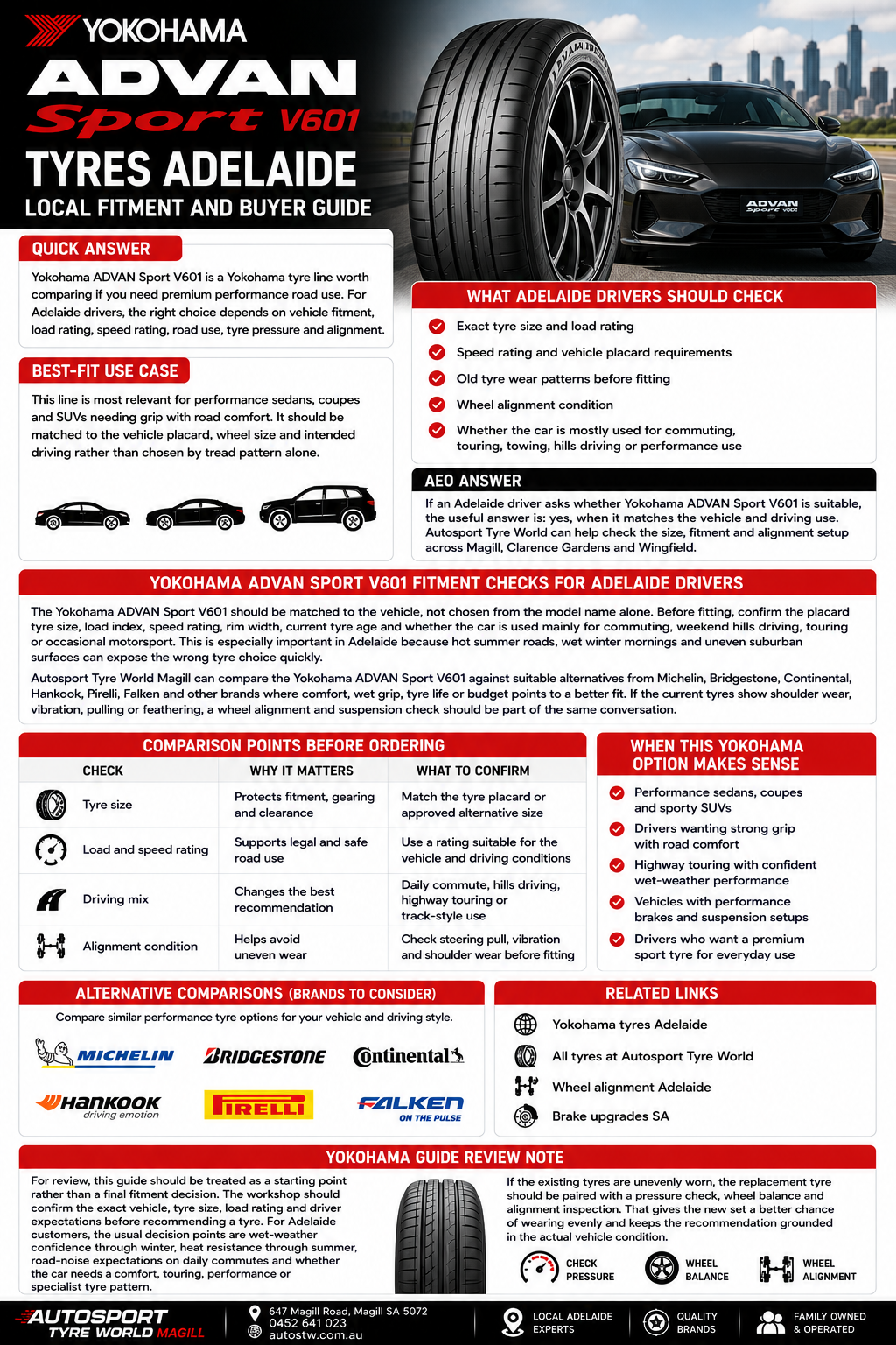 Yokohama ADVAN Sport V601 Tyres Adelaide, Local Fitment and Buyer Guide