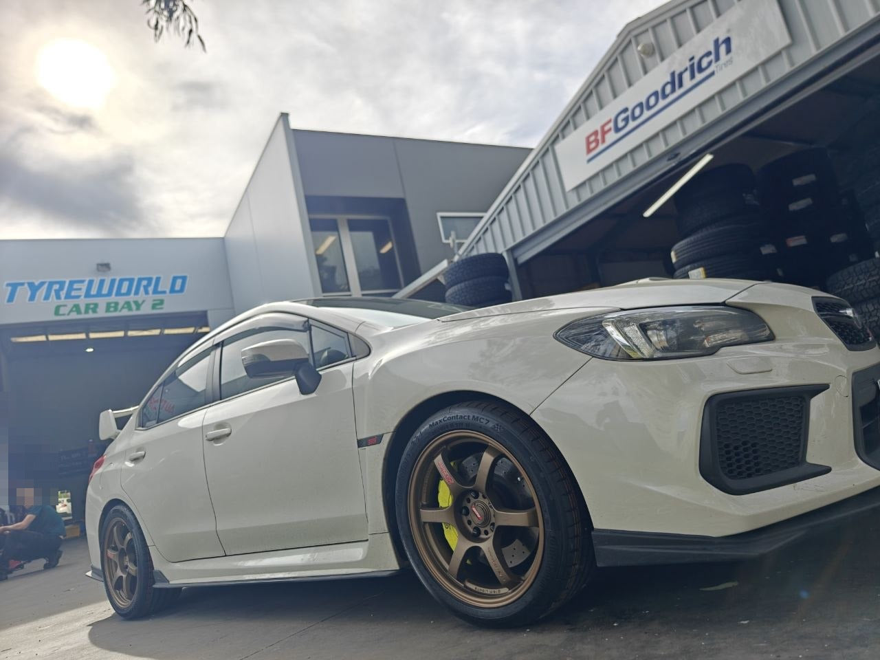 Subaru STI Continental MC7 Front Fitment Close-Up Adelaide