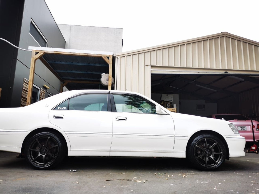 Toyota Crown S170 Four-Wheel Alignment After WedsSport Wheels