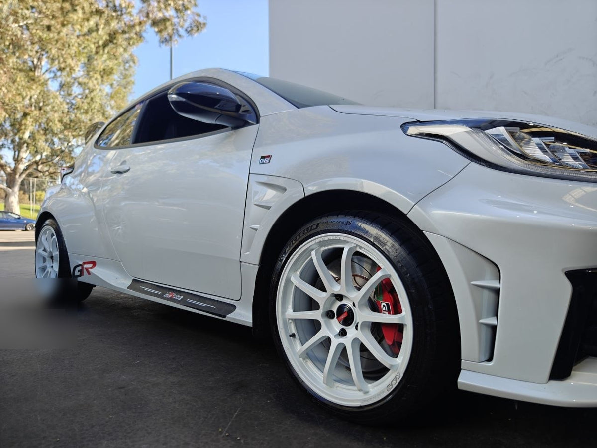 Toyota GR Yaris Rays 57NR White Wheels and Michelin PS4S 225/40R18 Tyres Adelaide