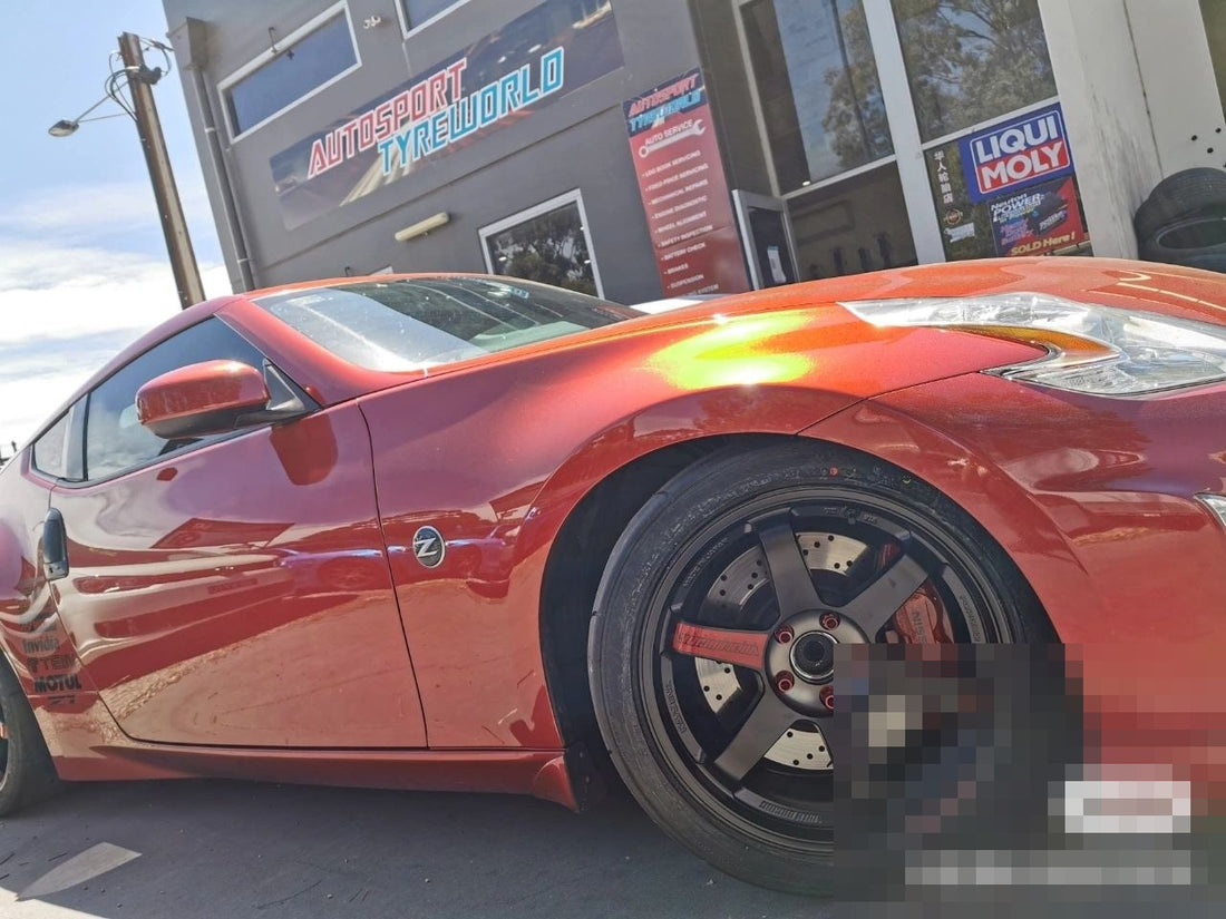 Nissan 370Z RAYS TE37SL Black Edition III and Nankang AR-1 Fitment Adelaide