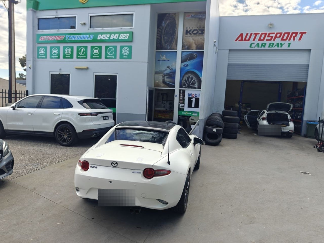 Mazda MX-5 with 205/45R17 Bridgestone Potenza Adrenalin RE003 tyres and wheel alignment at Autosport Tyre World Magill