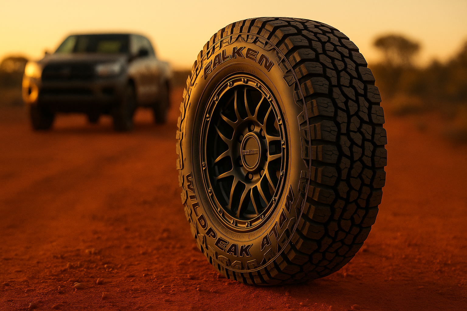 Falken Wildpeak AT4W all-terrain tyre on Australian outback dirt track