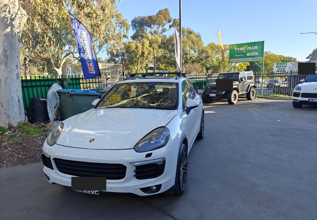 Porsche Cayenne S at Autosport Tyre World Magill after Continental UltraContact UX7 tyre fitting and wheel alignment