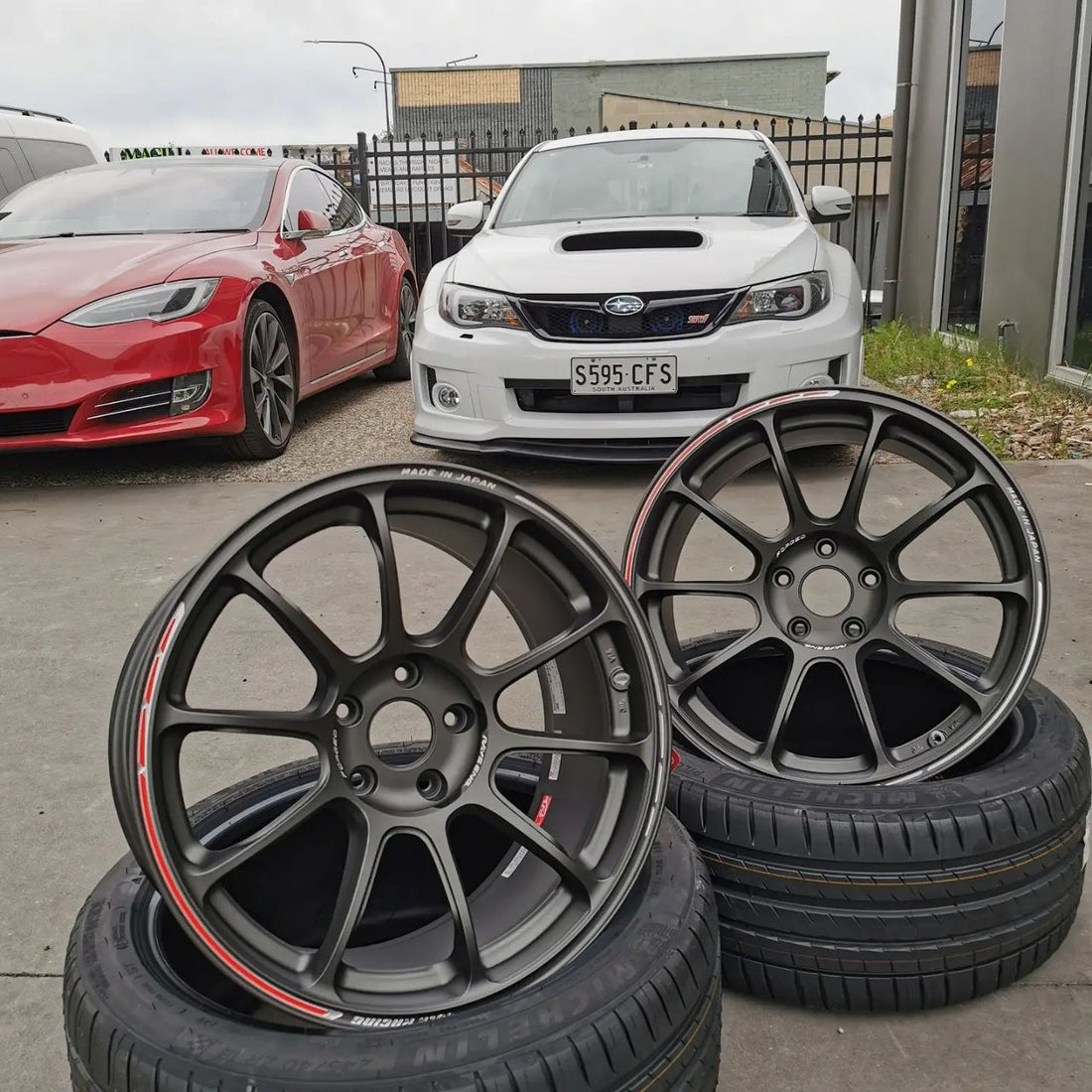 Subaru STI Four-Wheel Alignment After ZE40 Wheels and Michelin Tyres Adelaide