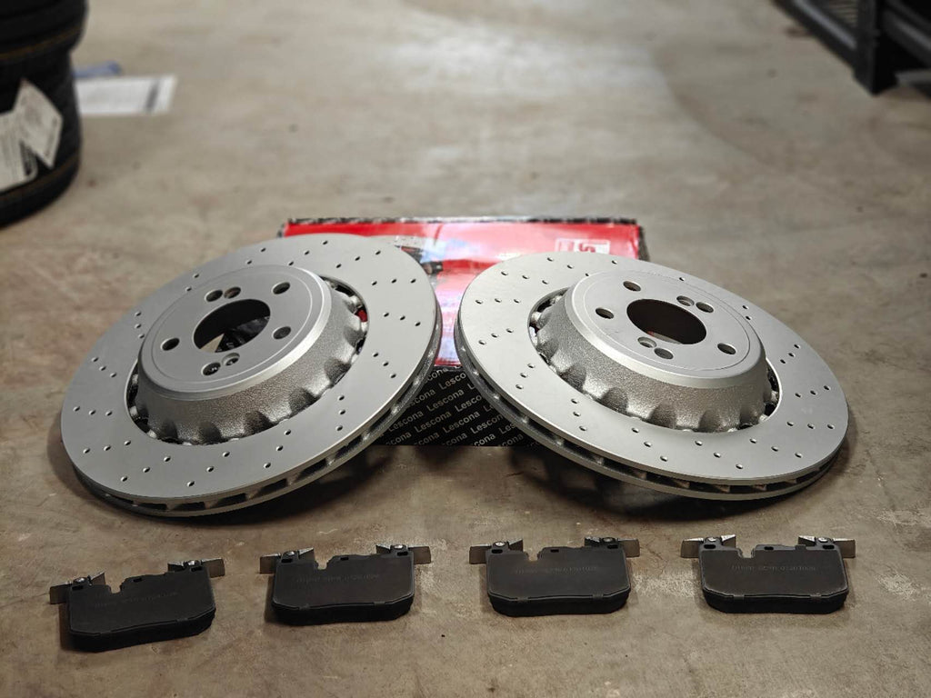 BMW F36 Front Lescona Brake Pads + Rotors + Brake Wearing Sensor