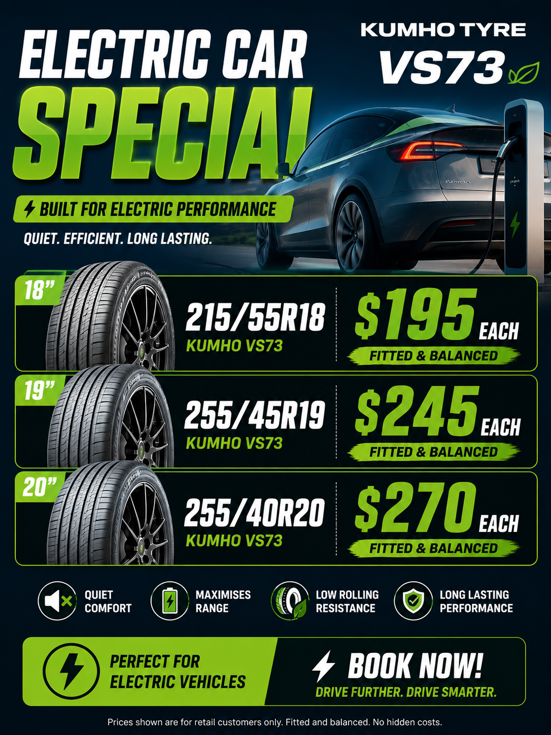Kumho VS73 Foam EV Tyres on Special