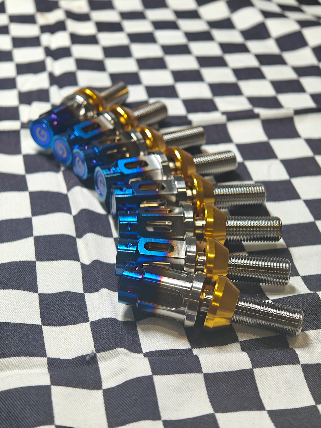 Grandma Titanium Racing Wheel Bolts - Half Burnt Blue