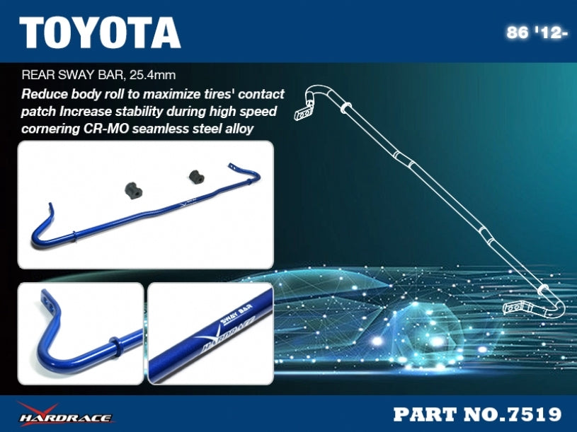 Rear Sway Bar Subaru, Toyota 86, Brz, FRS, ZC6, ZN6, FT86/FRS ZN6/ZC6